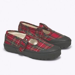 VANS Red Tartan Mary Jane Sneakers  Never Worn * 7